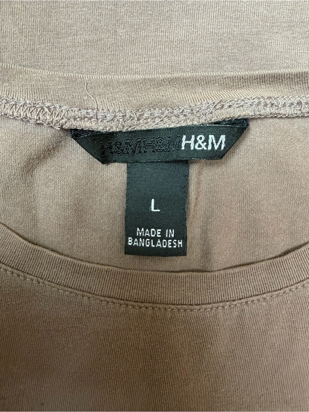 Crewneck Short Sleeve Tee Layering Minimalist Top Cotton Brown Taupe Size Large - Picture 4 of 6
